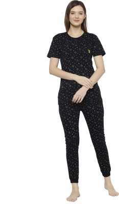 VIMAL JONNEY Women Printed Black Top & Pyjama Set
