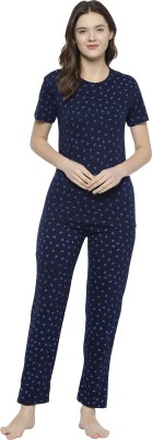 VIMAL JONNEY Women Printed Dark Blue Top & Pyjama Set