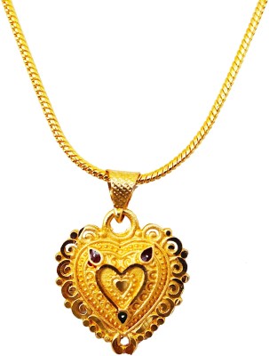 Duepio Latest Gold Plated Excellent Quality Heart Shape Micro Polish Pendant With Snake Chain (18-20 Inch) For Girls And Women Gold-plated Alloy, Brass Locket