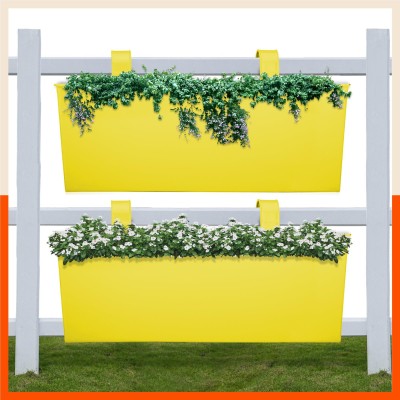 Patio by Bathla LEA Hanging Metal Pot Holders / Planters for Balcony / Garden |Corrosion Resistant with Detachable Double Hooks |Yellow - Set of 2 Plant Container Set(Pack of 2, Metal)