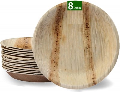 Eco Pure Disposable Eco-Friendly Areca Palm Leaf Round Shaped 8 inchPlates Dinner Plate(Pack of 50)