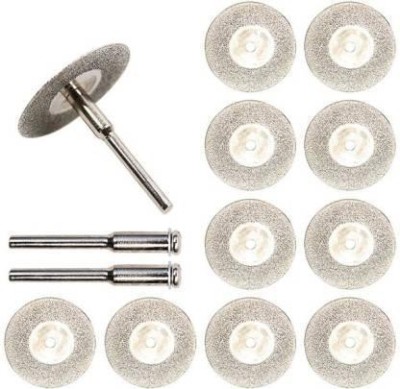 Digital Craft 10Pcs 22mm Mini Diamond Saw Blade Silver Cutting Discs With 2Pcs Connecting Shank For Dremel Drill Bit Rotary Tool(0 mm)