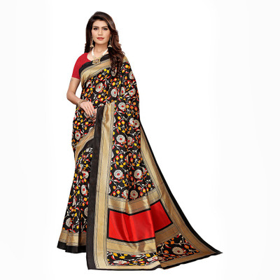 JASHIYA Printed Bollywood Art Silk Saree(Black)