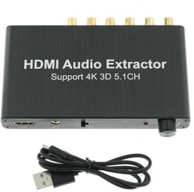 techut HDMI Audio Extractor Separator 5.1CH 4kX2k Decoding Coaxial to RCA AC3 / DST to 5.1 Amplifier Analog Converter Support 3D 4K PS4 DVD Player Media Streaming Device(Black)