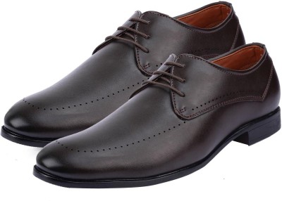 MUTAQINOTI Premium Leather Formal Lace Up Derby Shoes for Men (LXPLDT) (Brown) - UK 10 Corporate Casuals For Men(Brown)
