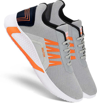 BRUTON Trendy Sports Running Running Shoes For Men(Orange, Grey)