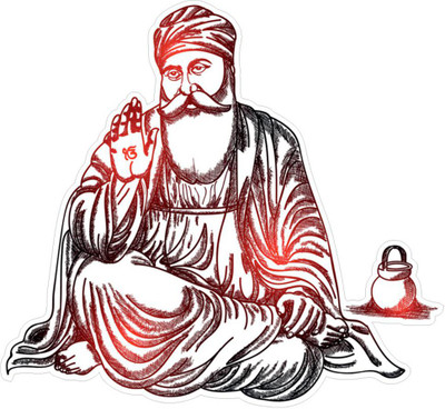 Masstone 57 cm Guru Govindsing Guru Nanak Ji Sikh Religious God Wall Sticker Self Adhesive Sticker(Pack of 1)