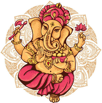 Masstone 51 cm Lord Ganesha Religious God Wall Sticker Self Adhesive Sticker(Pack of 1)