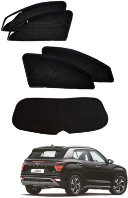 AuTO ADDiCT Side Window, Rear Window Sun Shade For Hyundai Creta(Black)