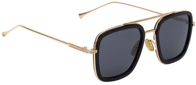 Dervin Rectangular Sunglasses(For Men & Women, Black)