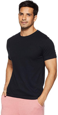 VAN HEUSEN Solid Men Round Neck Black T-Shirt