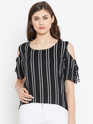 Zastraa Casual Striped Women Black Top