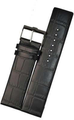 SURU Croco Slim Square Tip with Rounded Angles R38 18 mm Genuine Leather Watch Strap(Black)