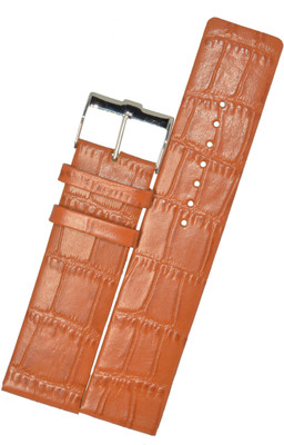 Suru Creation Croco Slim Square Tip with Rounded Angles R40 18 mm Genuine Leather Watch Strap(Tan)