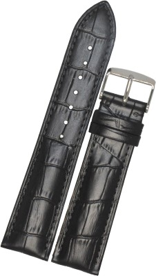 SURU Croco Half Padded Ogive Tip R43 18 mm Genuine Leather Watch Strap(Black)