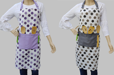 stile dio Cotton, Polyester Home Use Apron - Free Size(Multicolor, Pack of 2)