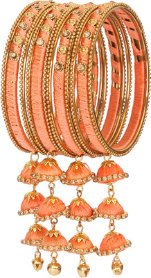 NMII Metal, Fabric Zircon Bangle Set(Pack of 12)