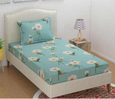 JEBY 210 TC Cotton Single Printed Flat Bedsheet(Pack of 1, Multicolor)