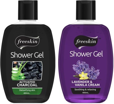 Free Skin Charcoal and Lavender Vanila Cream,400ml each, Suitable All Skin Types, PACK OF 2(2 x 400 ml)