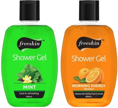 Free Skin Mint and Orange Shower Gel, 400ml each, Suitables All Skin types, PACK OF 2(2 x 200 ml)