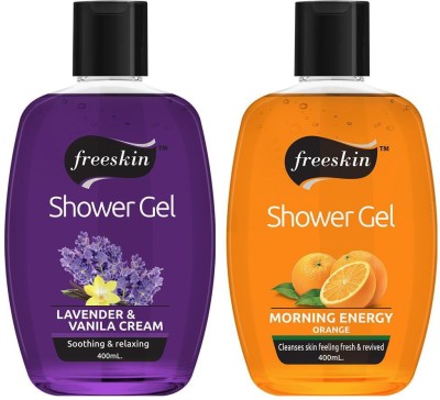 Free Skin Lavender Vanila Cream and Orange Shower Gel, 400ml each, Suitable all skin Types, Pack of 2(2 x 400 ml)