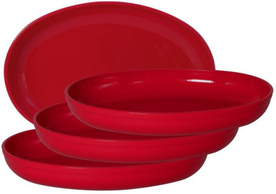 Morvi Plastic Mixing Bowl Wonder Plastic Prime Sigma Snacker Mixing Bowl, 500 ml Set of 4, Red Color, Made in India(Pack of 4, Red)