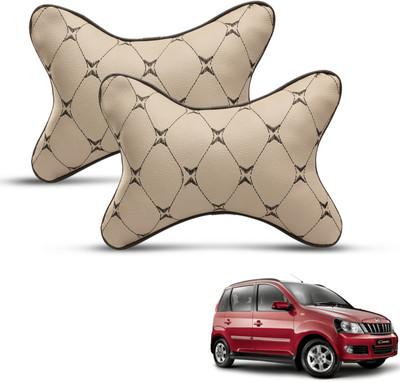 MOCKHE Beige, Black Leatherite Car Pillow Cushion for Mahindra(Rectangular, Pack of 2)