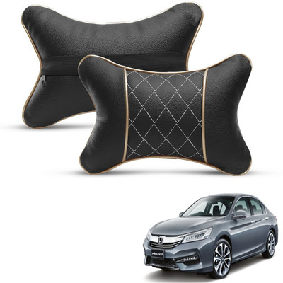MOCKHE Black, Beige Leatherite Car Pillow Cushion for Honda(Rectangular, Pack of 2)