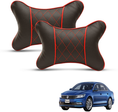 MOCKHE Black, Red Leatherite Car Pillow Cushion for Volkswagen(Rectangular, Pack of 2)