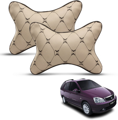 MOCKHE Beige, Black Leatherite Car Pillow Cushion for Tata(Rectangular, Pack of 2)