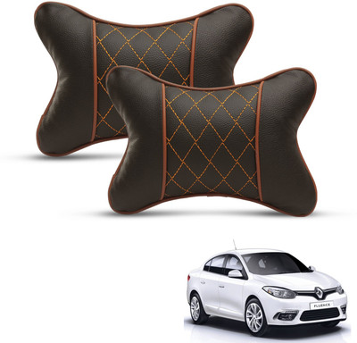 MOCKHE Black, Orange Leatherite Car Pillow Cushion for Renault(Rectangular, Pack of 2)