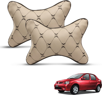 MOCKHE Beige, Black Leatherite Car Pillow Cushion for Mahindra(Rectangular, Pack of 2)