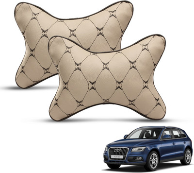MOCKHE Beige, Black Leatherite Car Pillow Cushion for Audi(Rectangular, Pack of 2)
