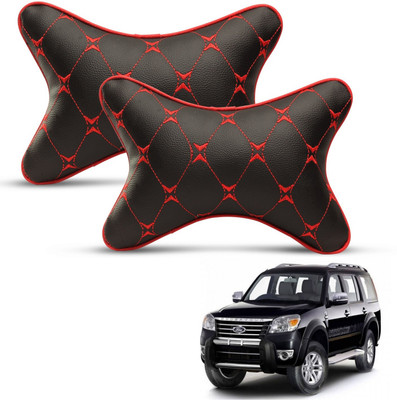 MOCKHE Black, Red Leatherite Car Pillow Cushion for Ford(Rectangular, Pack of 2)