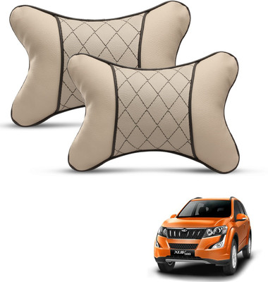 MOCKHE Beige Leatherite Car Pillow Cushion for Mahindra(Rectangular, Pack of 2)