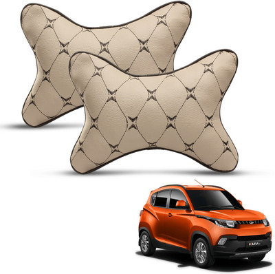 MOCKHE Beige, Black Leatherite Car Pillow Cushion for Mahindra(Rectangular, Pack of 2)