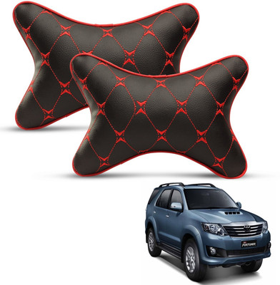 MOCKHE Black, Red Leatherite Car Pillow Cushion for Toyota(Rectangular, Pack of 2)