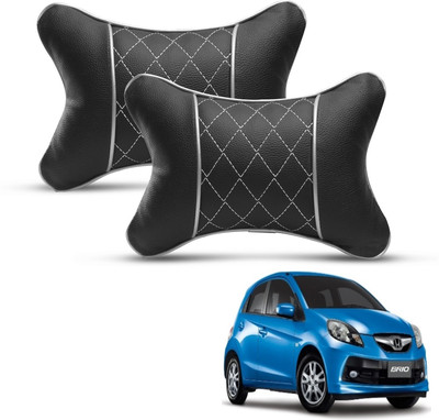 MOCKHE Black, Silver Leatherite Car Pillow Cushion for Honda(Rectangular, Pack of 2)
