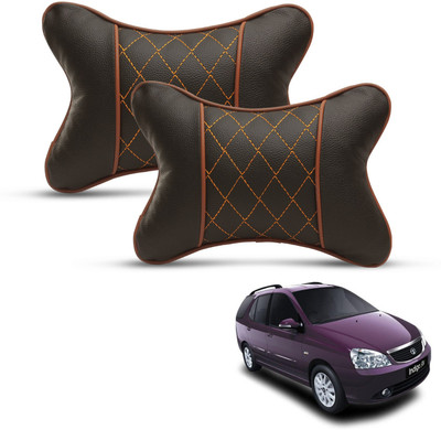 MOCKHE Black, Orange Leatherite Car Pillow Cushion for Tata(Rectangular, Pack of 2)