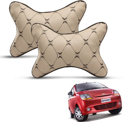MOCKHE Beige, Black Leatherite Car Pillow Cushion for Chevrolet(Rectangular, Pack of 2)