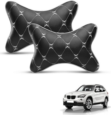 MOCKHE Black, Silver Leatherite Car Pillow Cushion for BMW(Rectangular, Pack of 2)