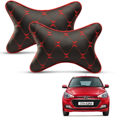 MOCKHE Black, Red Leatherite Car Pillow Cushion for Hyundai(Rectangular, Pack of 2)