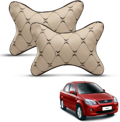 MOCKHE Beige Leatherite Car Pillow Cushion for Ford(Rectangular, Pack of 2)