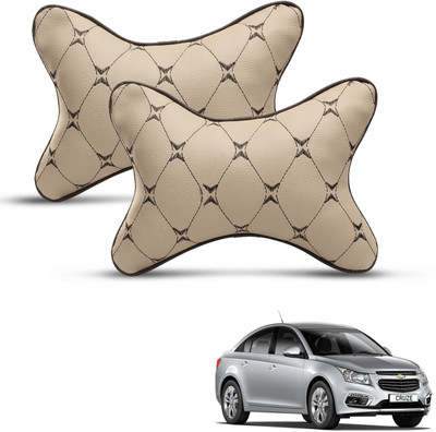 MOCKHE Beige, Black Leatherite Car Pillow Cushion for Chevrolet(Rectangular, Pack of 2)