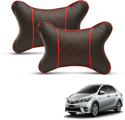 MOCKHE Black, Red Leatherite Car Pillow Cushion for Toyota(Rectangular, Pack of 2)