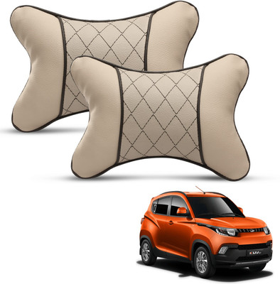 MOCKHE Beige Leatherite Car Pillow Cushion for Mahindra(Rectangular, Pack of 2)