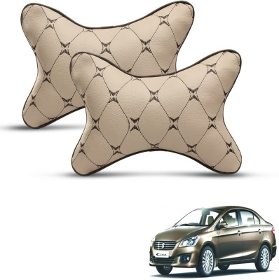 MOCKHE Beige, Black Leatherite Car Pillow Cushion for Maruti Suzuki(Rectangular, Pack of 2)