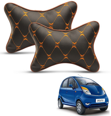 MOCKHE Black, Orange Leatherite Car Pillow Cushion for Tata(Rectangular, Pack of 2)