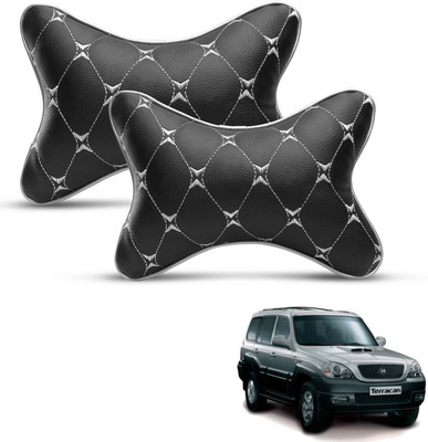 MOCKHE Black, Silver Leatherite Car Pillow Cushion for Hyundai(Rectangular, Pack of 2)