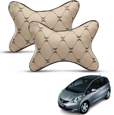 MOCKHE Beige, Black Leatherite Car Pillow Cushion for Honda(Rectangular, Pack of 2)
